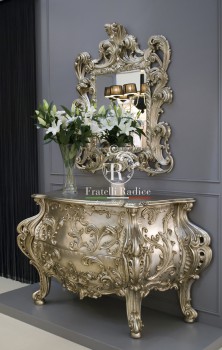 Baroque style chest of drawers with mirror